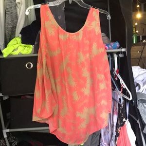 Cold shoulder coral blouse